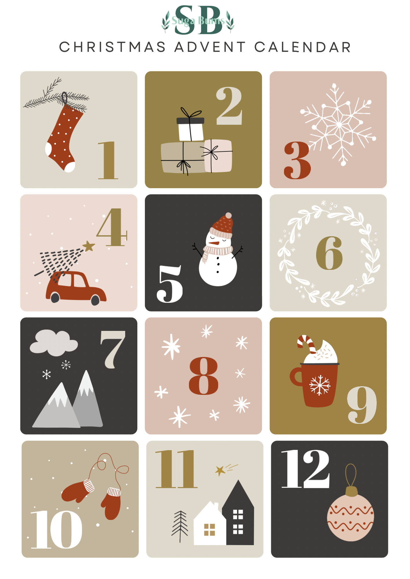 12 Day Advent Calendar(Suga Bums Version) No Discounts